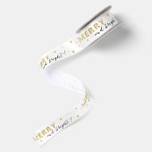 Goldene Sterne - Fröhlich und hell Satinband (Rückseite)