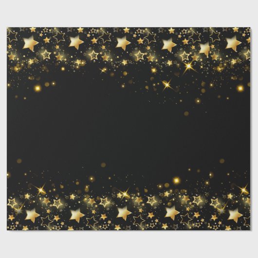  Goldene Sterne glänzen PAPIER Geschenkpapier (Flach)