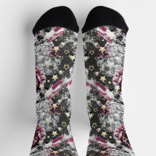 Goldene Sterne grunzen abstraktes, modernes urbane Socken