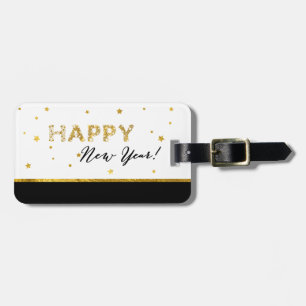 Goldene Sterne - Happy New Year Luggage Tag Gepäckanhänger