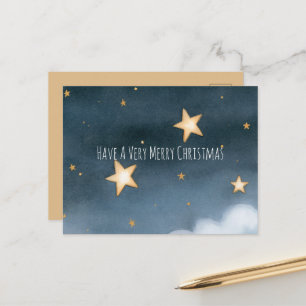 Goldene Sterne Himmel Wolken Schneeflocke Weihnach Postkarte