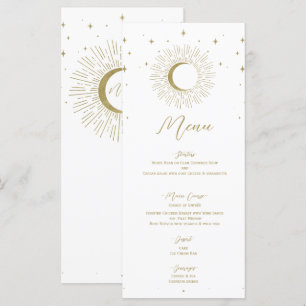 Goldene Sterne Himmelsaufbruch Mond Hochzeitsmenü Menükarte