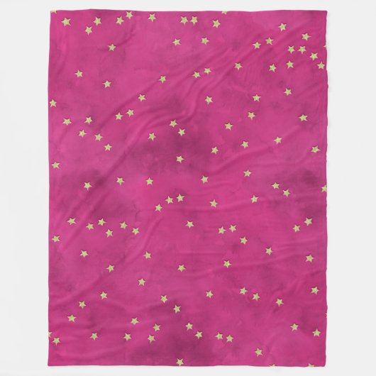 Goldene Sterne im rosa Hintergrund Fleecedecke (Vorderseite)