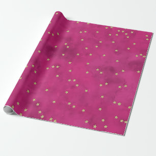 Goldene Sterne im rosa Hintergrund Geschenkpapier