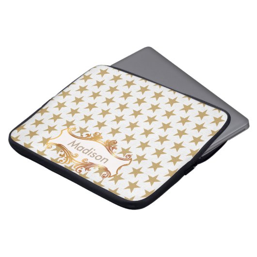 Goldene Sterne Laptopschutzhülle (Vorne Oben)
