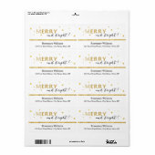 Goldene Sterne - Merry and Bright Shipping Labels (Vorne)