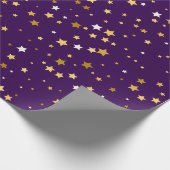 goldene Sterne mit lila Muster Geschenkpapier (Ecke)