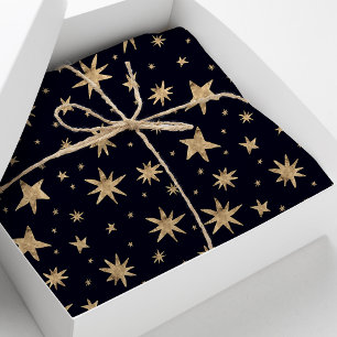 Goldene Sterne Navy Himmel Trendiges Sternenmuster Seidenpapier