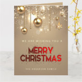 Goldene Sterne, Ornamente , Frohe Weihnachten Karte (Gelbe Blume)