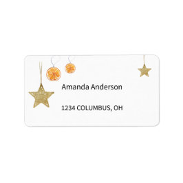 Goldene Sterne Ornamente und Orangen Adressaufkleber