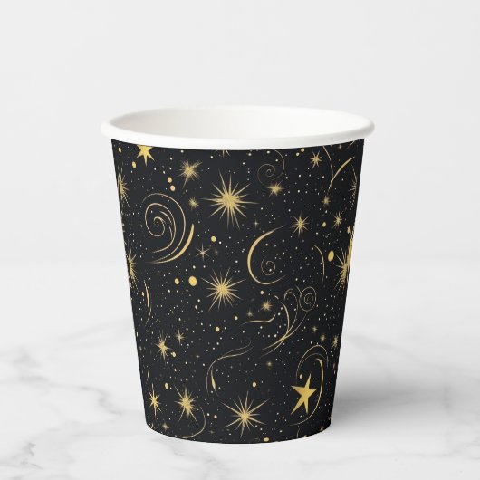 Goldene Sterne Papier-Cup Pappbecher (Vorderseite)