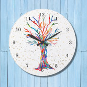 Goldene Sterne Regenbogenfarben Baum des Lebens Große Wanduhr
