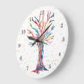 Goldene Sterne Regenbogenfarben Baum des Lebens Große Wanduhr (Winkel)