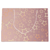 Goldene Sterne Rosa große Geschenktasche Geschenktüte (Vorderseite)