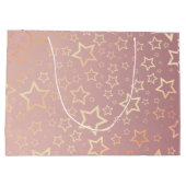 Goldene Sterne Rosa große Geschenktasche Geschenktüte (Rückseite)
