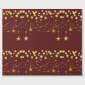 Goldene Sterne und Gemusterte Kreise Geschenkpapier (Flach)