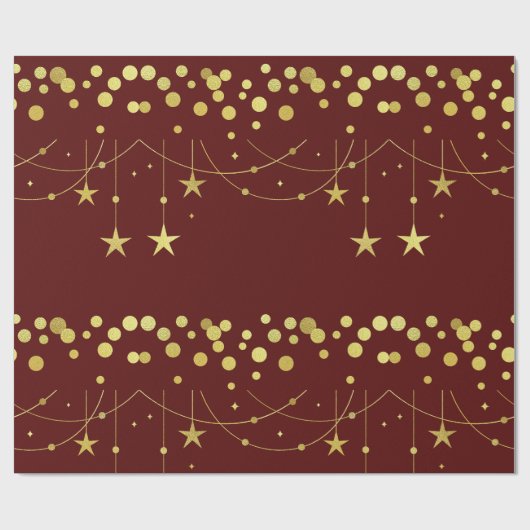 Goldene Sterne und Gemusterte Kreise Geschenkpapier (Flach)