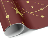 Goldene Sterne und Gemusterte Kreise Geschenkpapier (Rolleneckpunkt)