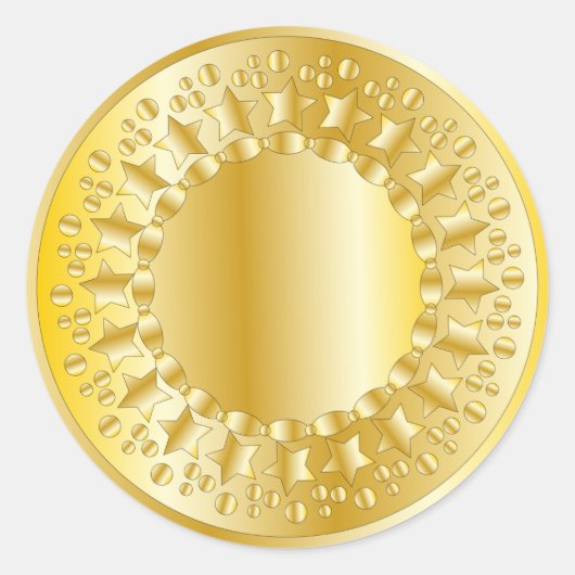 Goldene Sterne und Kreise Runder Aufkleber (Vorderseite)