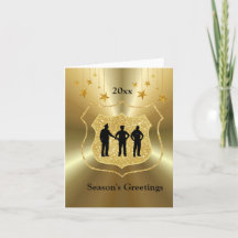 Goldene Sterne und Polizisten Weihnachtskarte