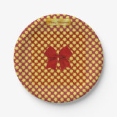 Goldene Sterne und Rote Glitzer Weihnachten Pappteller (Vorderseite)