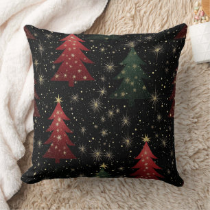Goldene Sterne und Weihnachtsbäume (1) Kissen