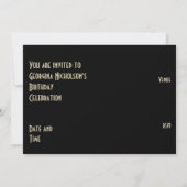 Goldene Sterne "VIP PASS", horizontale schwarze Rü Einladung (Rückseite)