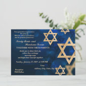 Goldene Sterne von David Jewish Einladung (Stehend Vorderseite)