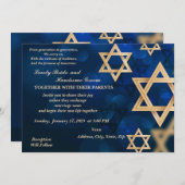 Goldene Sterne von David Jewish Einladung (Vorne/Hinten)