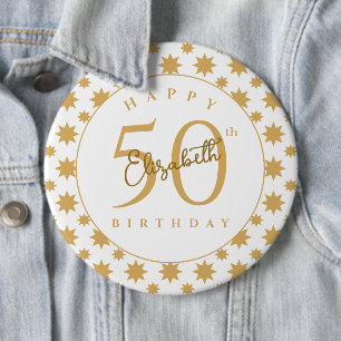 Goldene Sterne zum 50. Geburtstag mit eigenem Name Button
