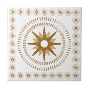 Goldene Sternenexplosion-Medaillon Fliese