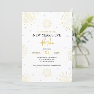 Goldene Sternenexplosion Silvesterparty Einladung