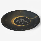 Goldene Sternenstaub-Finsternis Himmelhochzeit Pappteller (Schrägansicht)