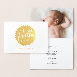 Goldene Sternexplosion: Personalisierte Geburtshil Folienkarte