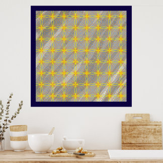 Goldene Sternkreuze auf grauen Wellen   Poster