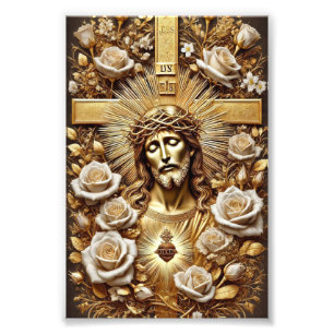 Goldene Stille: Christus mit sieben Sternen" Fotodruck
