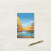 Goldene Stille: Herbstsee Post-it Klebezettel (Auf Schreibtisch)