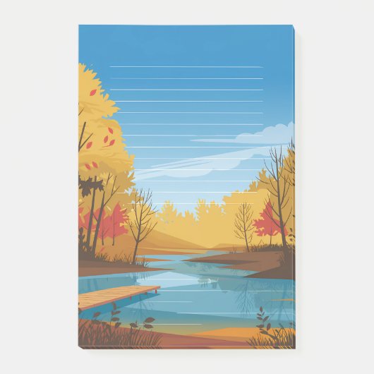 Goldene Stille: Herbstsee Post-it Klebezettel (Vorderseite)