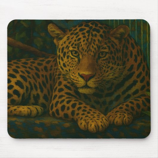 Goldene Stille - ruhender Leopard in Foliage Mousepad (Vorne)