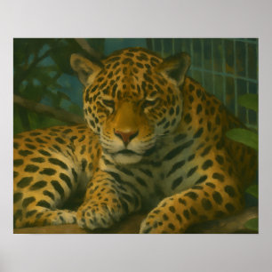 Goldene Stille - ruhender Leopard in Foliage Poster
