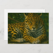 Goldene Stille - ruhender Leopard in Foliage Postkarte (Vorne/Hinten)