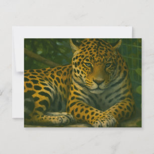 Goldene Stille - ruhender Leopard in Foliage Postkarte