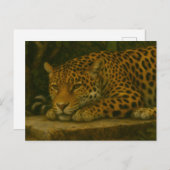 Goldene Stille - ruhender Leopard in Foliage Postkarte (Vorne/Hinten)