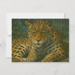 Goldene Stille - ruhender Leopard in Foliage Postkarte