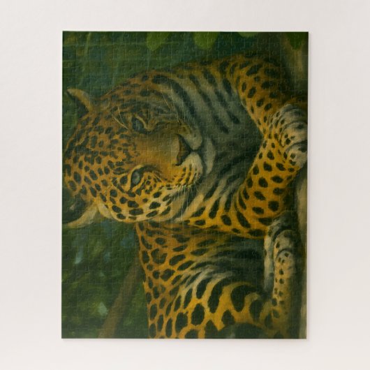 Goldene Stille - ruhender Leopard in Foliage Puzzle (Vertikal)