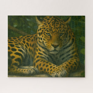 Goldene Stille - ruhender Leopard in Foliage Puzzle