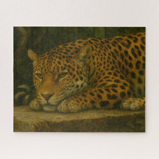 Goldene Stille - ruhender Leopard in Foliage Puzzle (Horizontal)