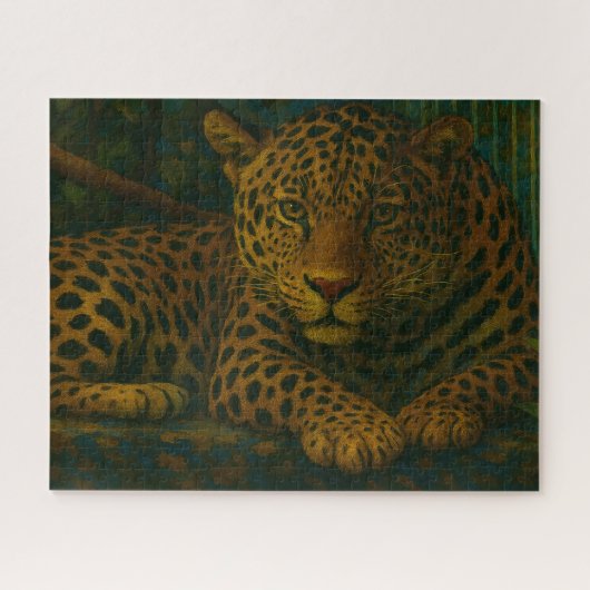 Goldene Stille - ruhender Leopard in Foliage Puzzle (Horizontal)