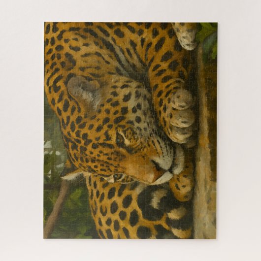 Goldene Stille - ruhender Leopard in Foliage Puzzle (Vertikal)