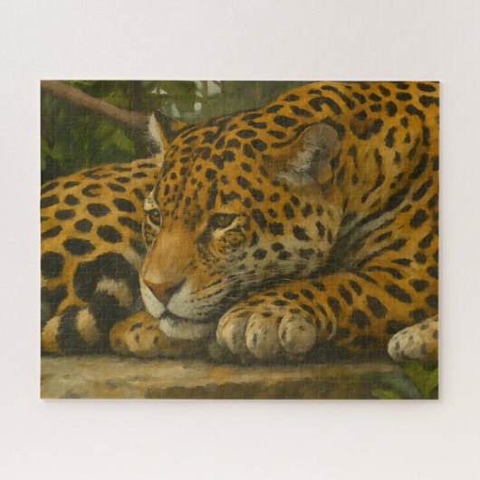 Goldene Stille - ruhender Leopard in Foliage Puzzle (Horizontal)